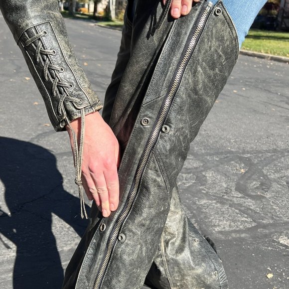 Harley Davidson Vintage Distressed Leather Biker Jacket Size Women’s Medium - Picture 6 of 9